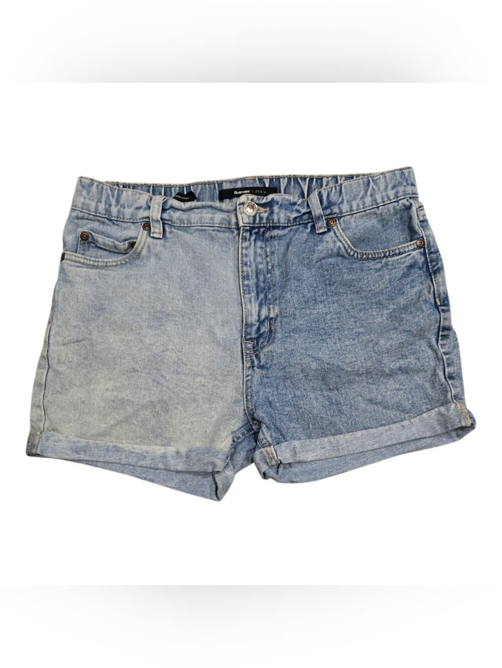 Blue Notes 90s Mom Jean Shorts Two-Tone Light Blue Denim Women’s Shorts